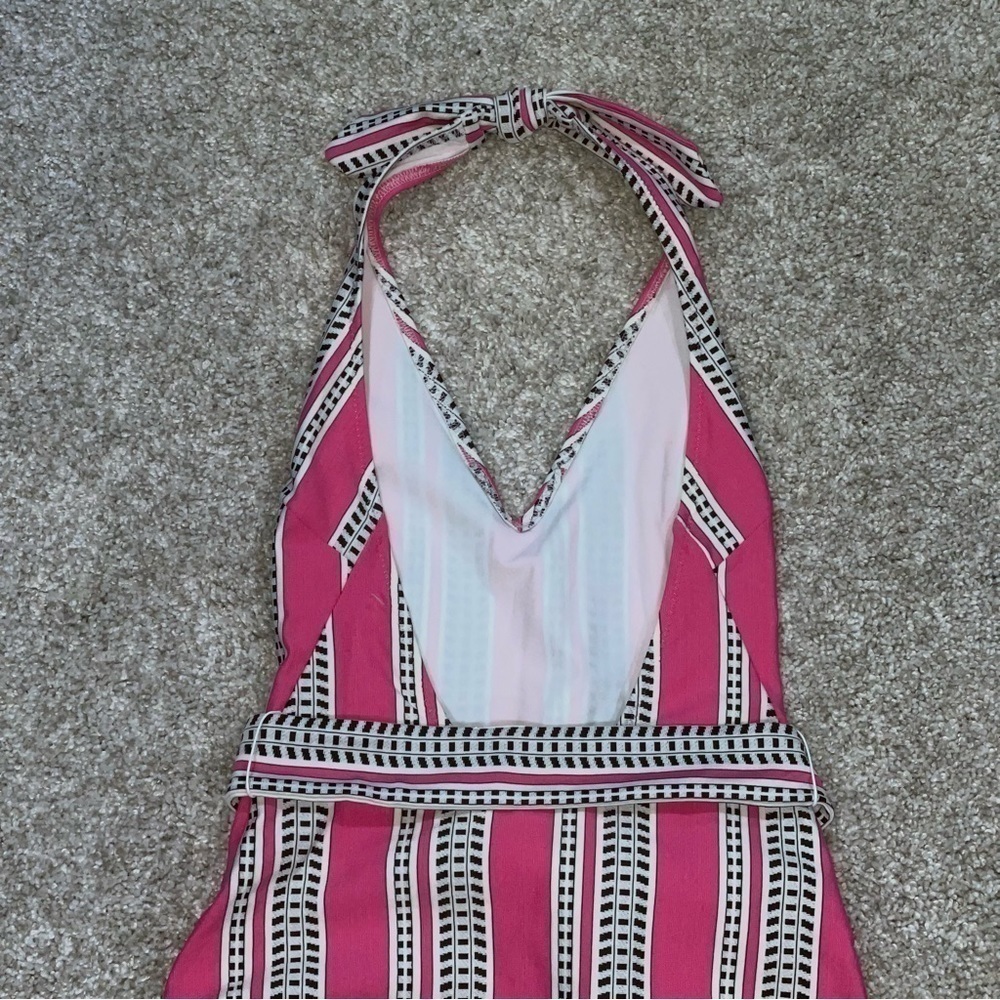 LEMLEM Amira Geo Stripe Belted One-Piece Swimsuit - Pink - Sz - XS $250 - Picture 6 of 11